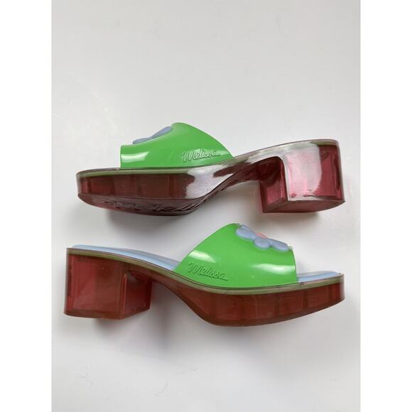Melissa + Lazy Oaf Jelly Sandals Pink Green Blue US 7 EU 38 90s Y2K - Picture 3 of 7